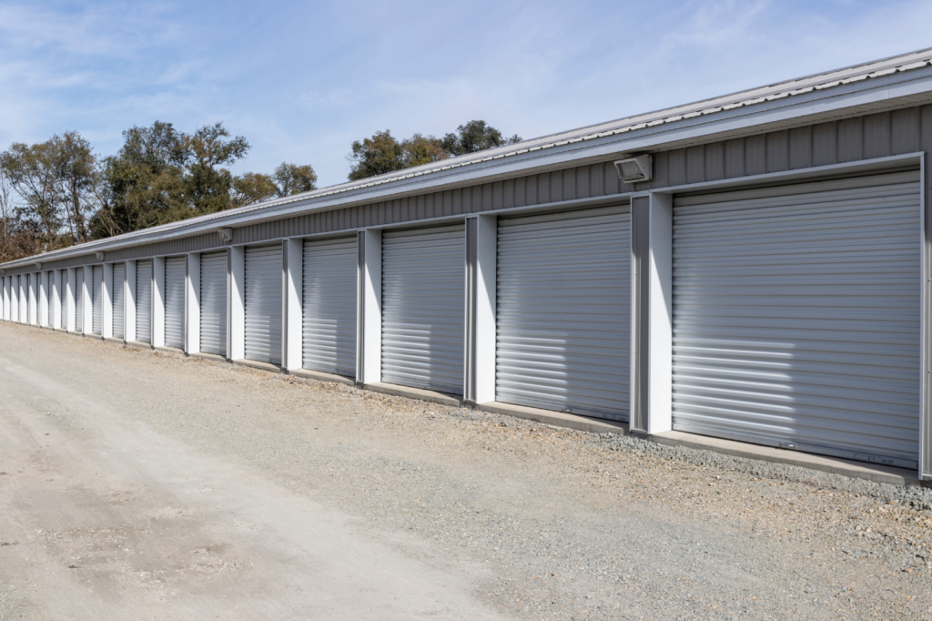Row of clean and secure storage units available for rent at Secure Lock Self Storage in Lacombe